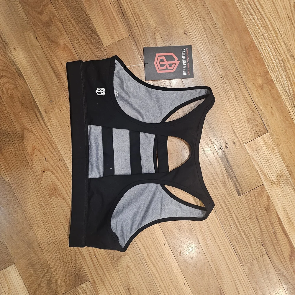 Born Primitive Black Racerback Sports Bra with Grey Lining - Picture 2 of 4